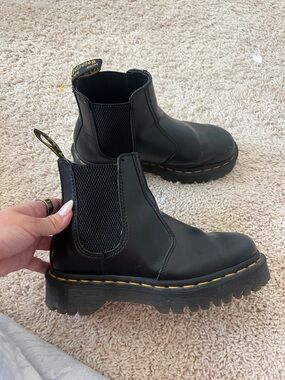 Dr. Martens Black Chelsea Boots with Yellow Welt Stitching